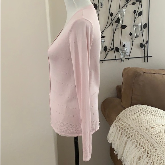 Vintage August Silk Knits Pale Pink Cardigan SZ M - Picture 2 of 11